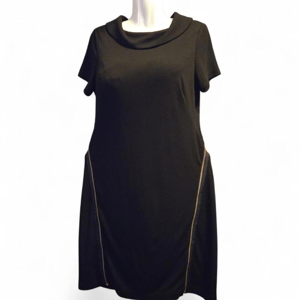 Muse Elegant Black Women's Dress with Gold Zipper‎ Detail